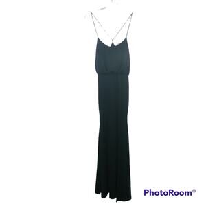 Club L Navy Blue Maxi Formal Drapey Form Fitting Dress Size 6
